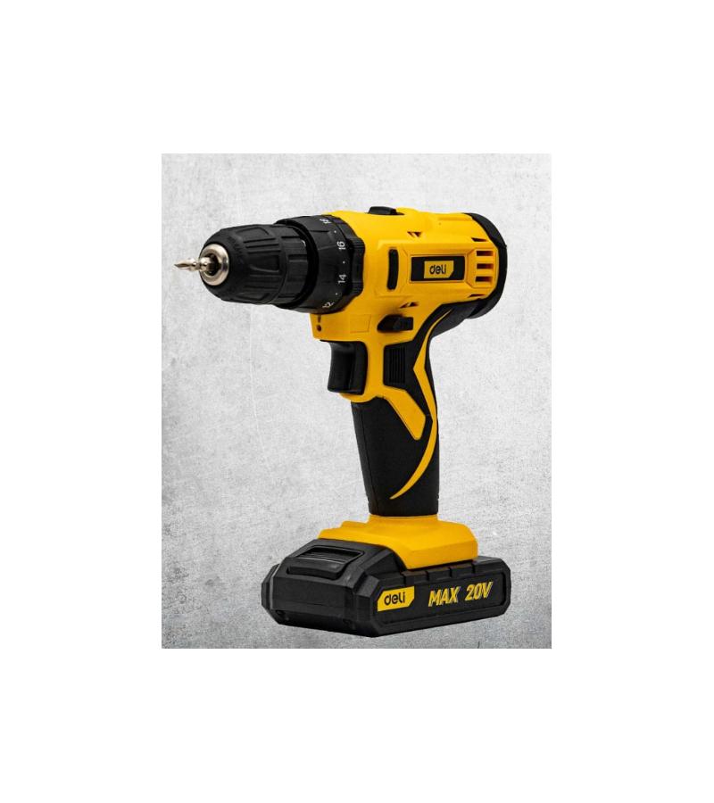 ხრახნდამჭერი (დრელი) ელემენტით  20V 10mm 2.0Ah*2  DL-CZ20-E1D2    მწარ.  deli 