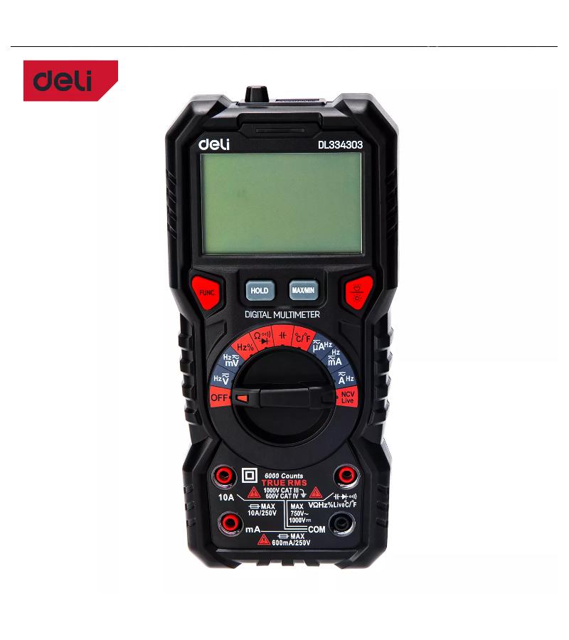 მულტიმეტრი  3 5/6 CAT IV 600V  DL334303    მწარ.  deli 