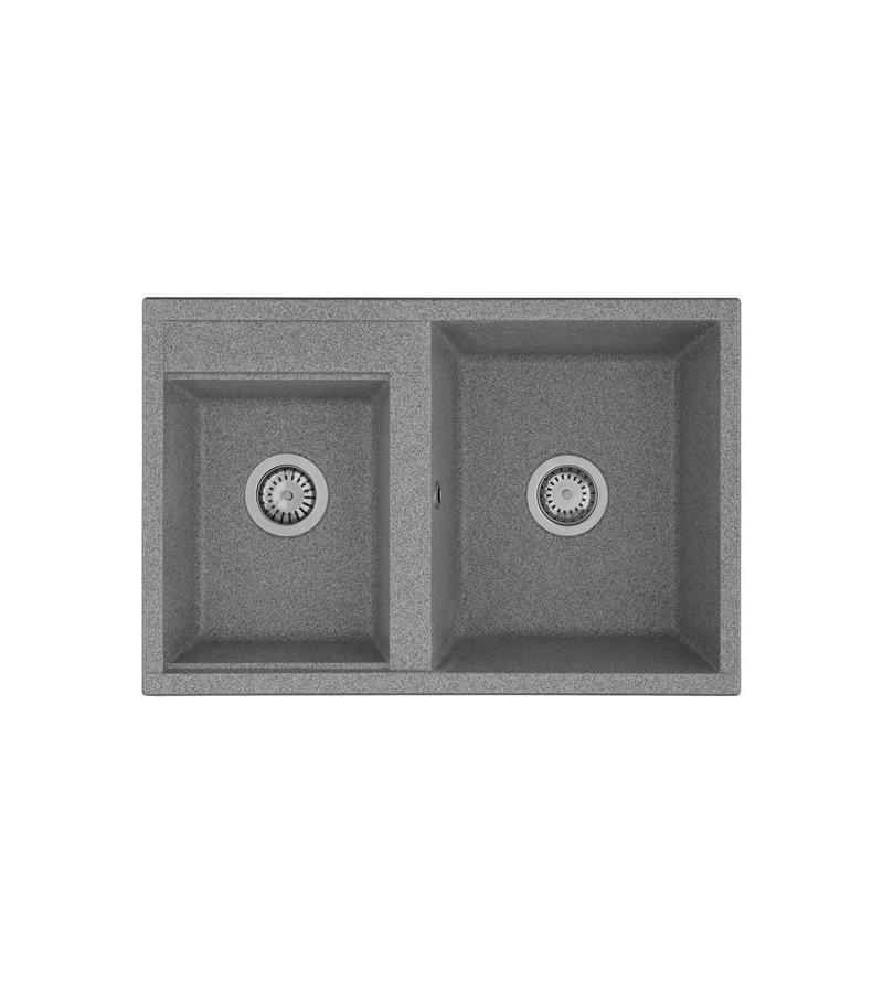 სამზარეულოს ნიჟარა Делия 78 ორიანი ფერი Серый მწარ. AQUATON