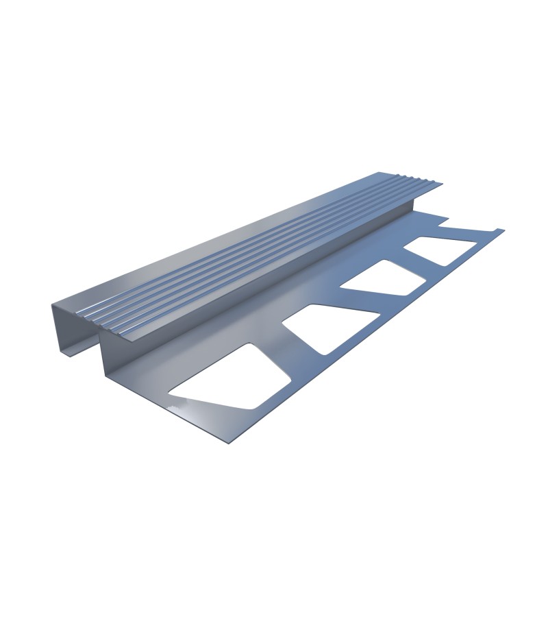 Край ступени лестницы алюминиевый 25*25 рифленый 1120 2,5м глянцевый темный. ПРОПЛАСТ