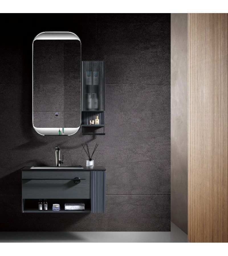 Мебель для ванной комнаты с зеркалом 80 см А602-80 коричневого цвета. ГДОСТОН