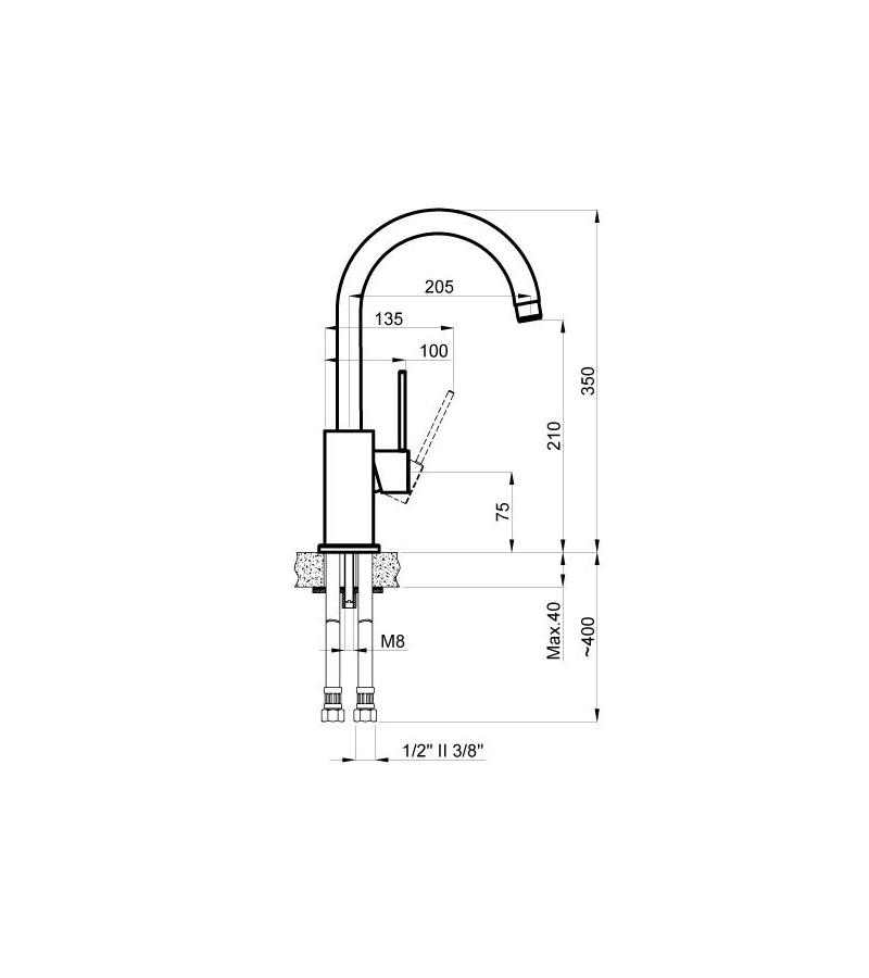 Undermount Kitchen Faucet RONDO Black #151644334 Bitter. ADELL