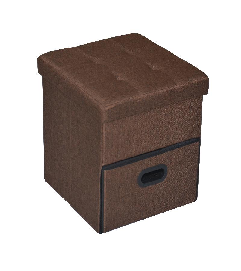 პუფი სათავსოთი,  უჯრით   #XYF231638BE-40  (38*38*38)   ფერი. BROWN  მწარ. BAILEY