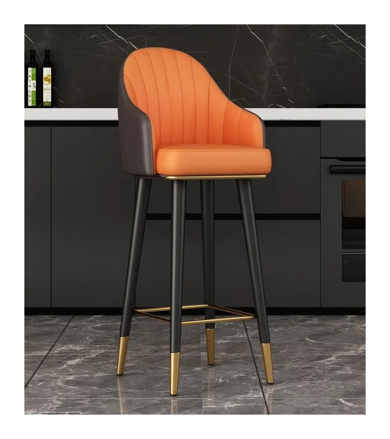 ბარის სკამი  #FSQP-2301-2  ფერი:  ORANGE + COFFEE