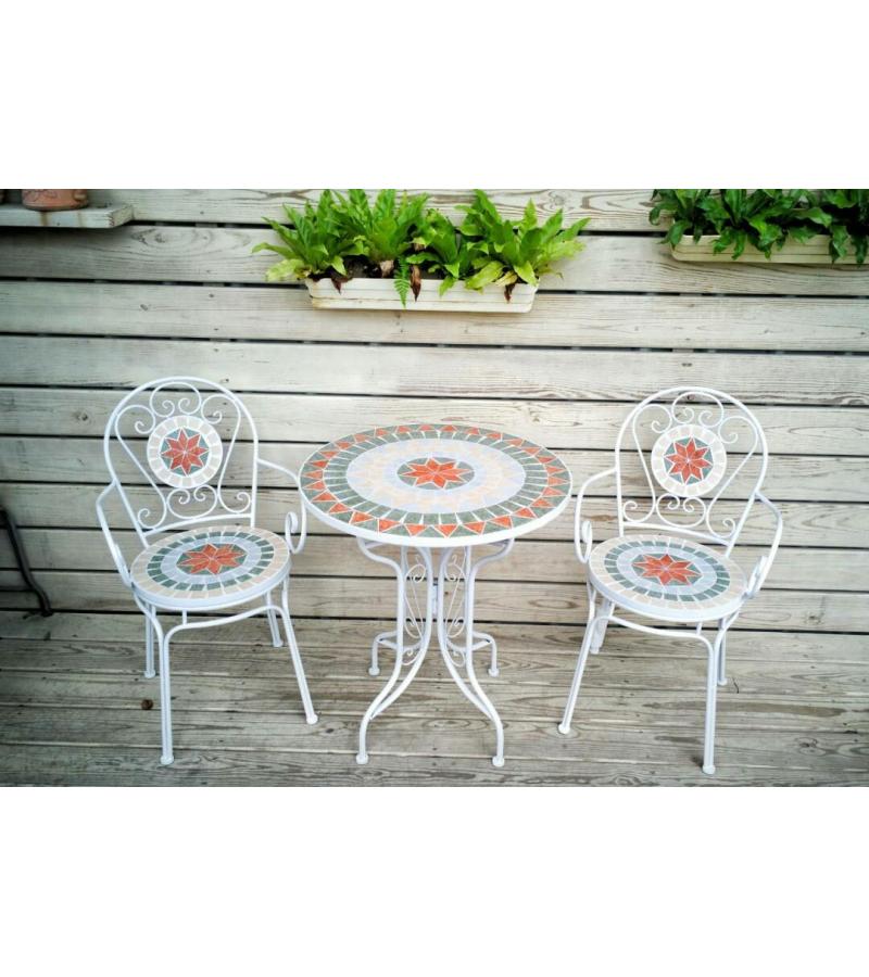 გარე მაგიდა სკამები  2+1  ( 2ც-სკამი ; 1ც-მაგიდა )   FSCH-2301-2 ფერი. WHITE