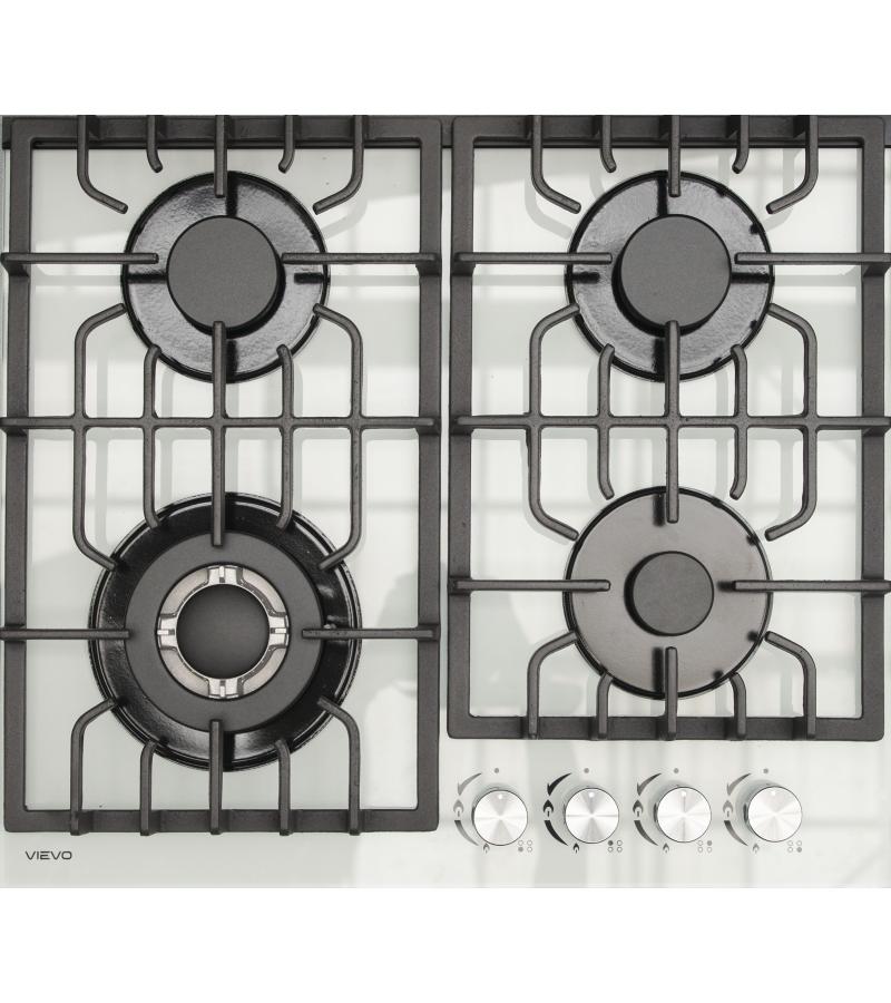 Cooker top 4 E60-4018G White glass, white bitter. VIEVO