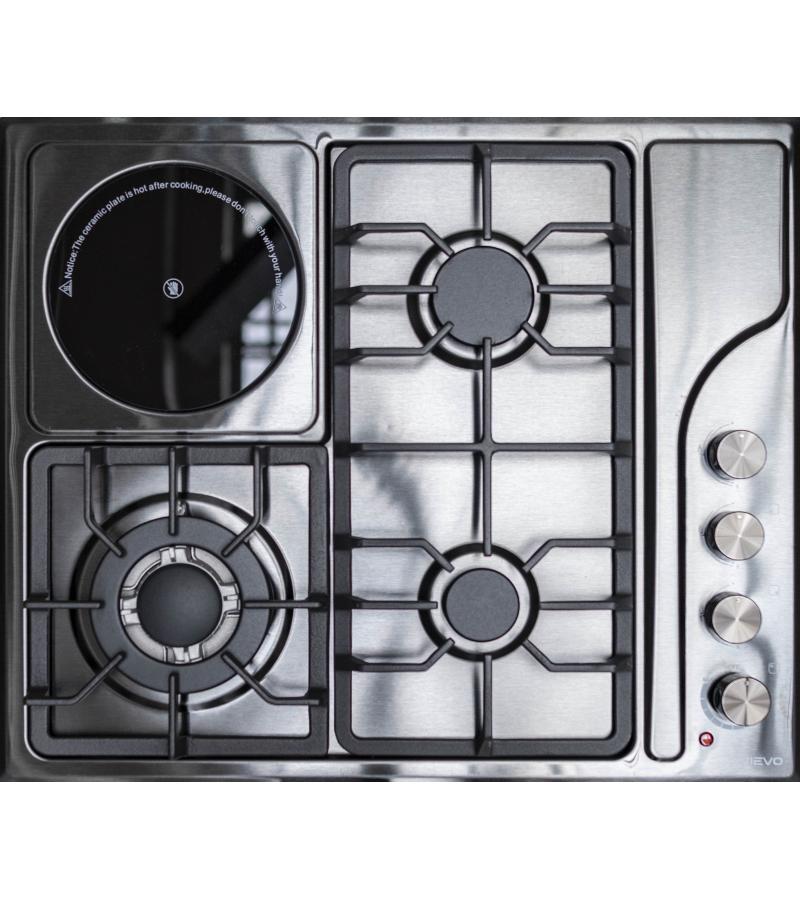 Cooker surface 3+1 E60-D4004S Black SS black bitter. VIEVO