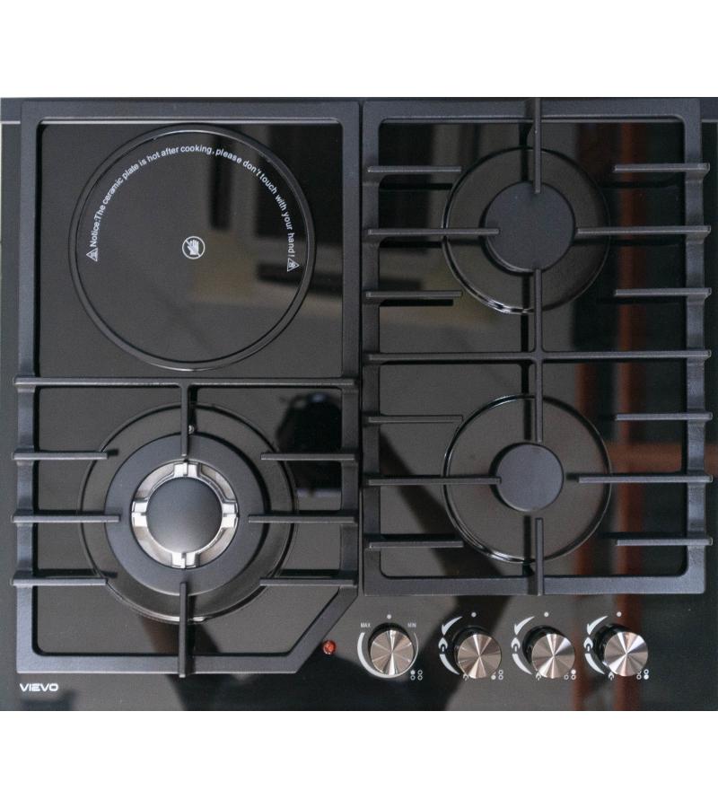 გაზქურის ზედაპირი  3+1  E60-D4016G  Black მინა  შავი   მწარ.VIEVO