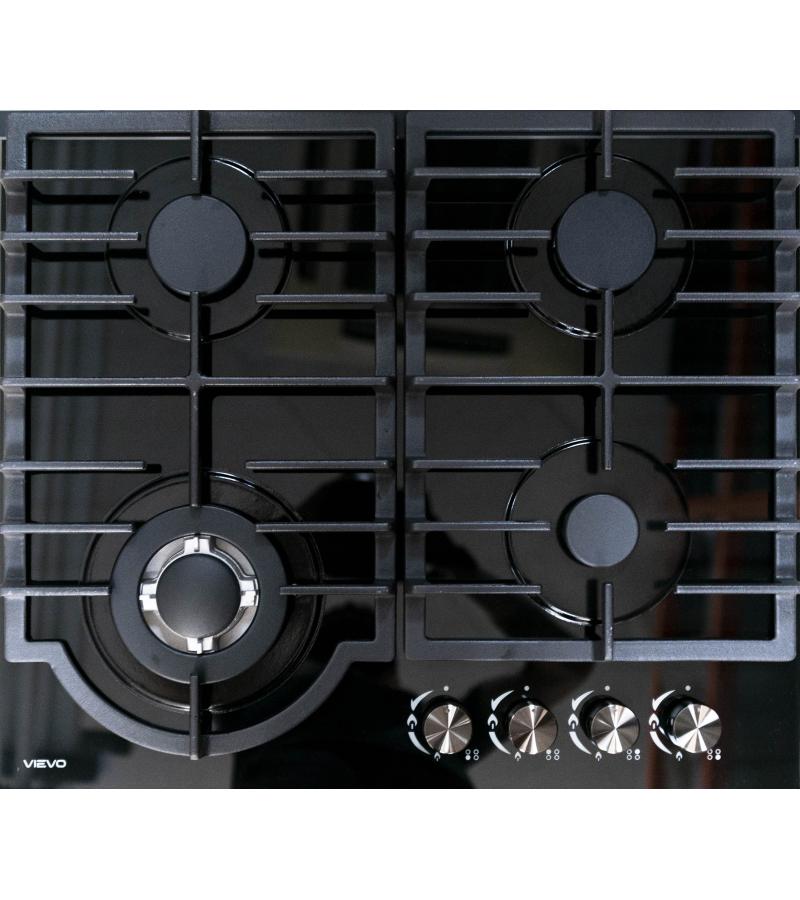 Cooker top 4 E60-4025G Black glass black bitter. VIEVO