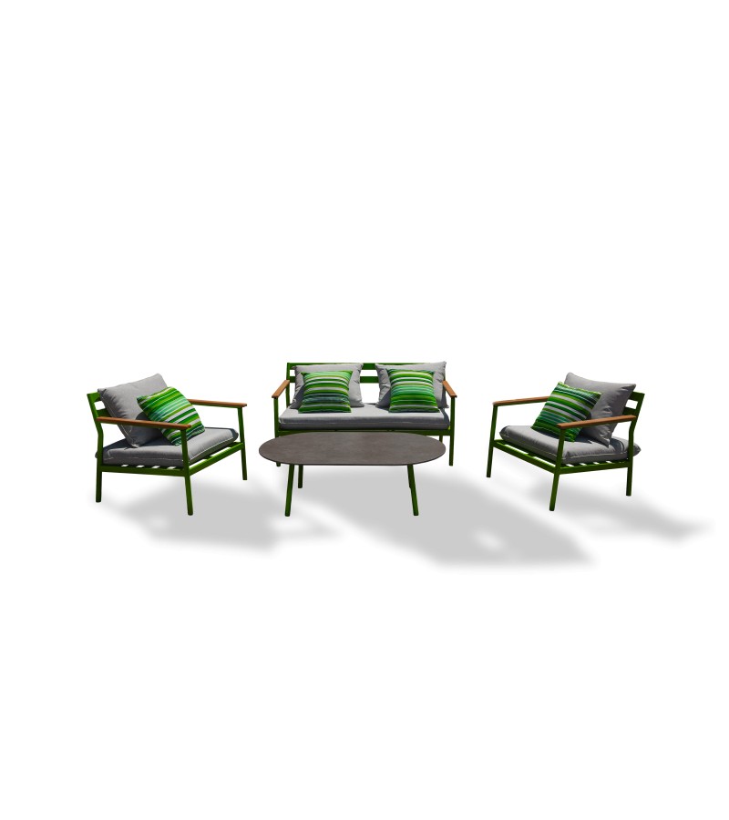 ბაღის ავეჯის კომპლექტი, მაგიდა + სამეული FSZR-2301-8   ფერი: GREY / GREEN