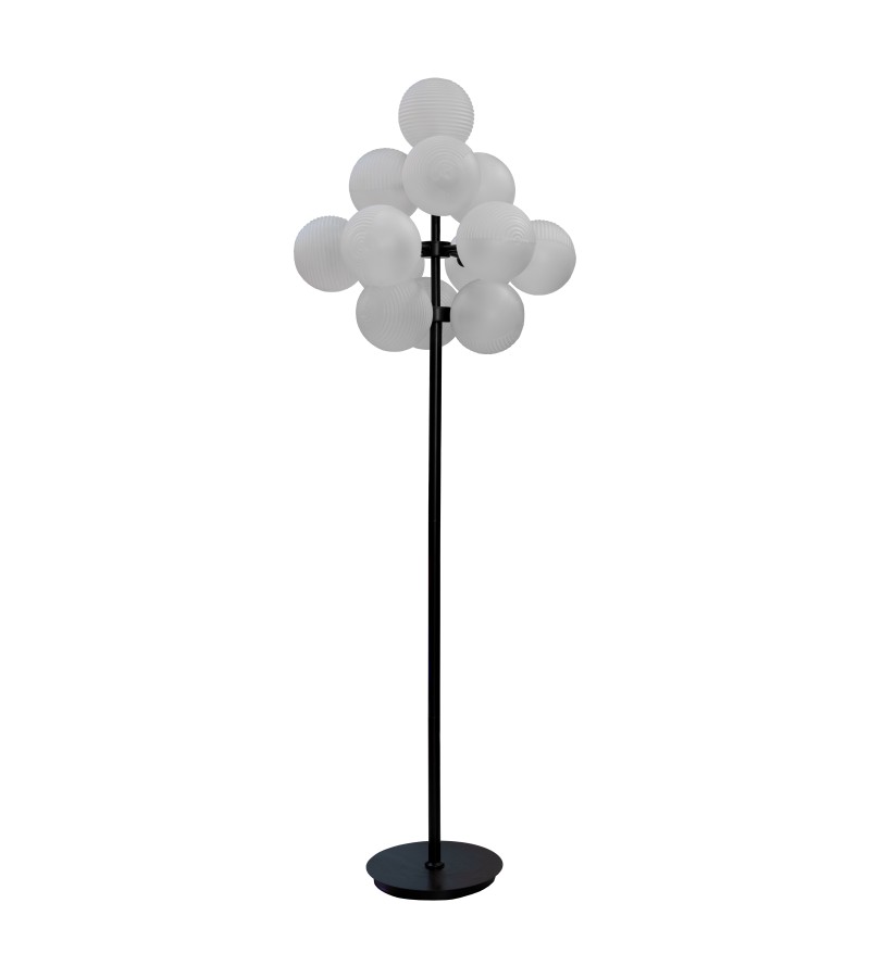 იატაკის სანათი  #GZZKS-F931  ფერი: IRON/ WHITE GLASS (D490*H1400)