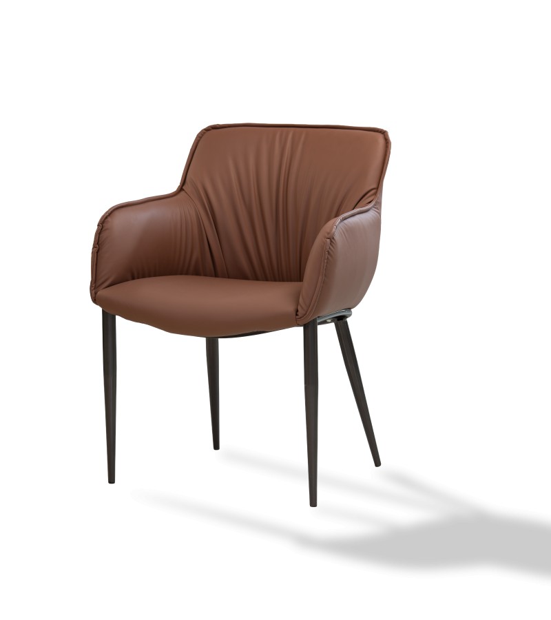 Chair with metal legs FSZHH-#010-B color. BROWN