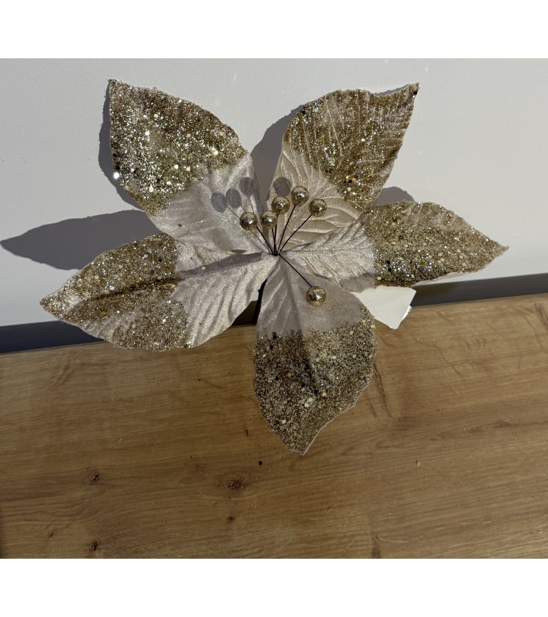 Новогодний аксессуар цветок CYGY-CF202401 GOLD Размер: 33 см