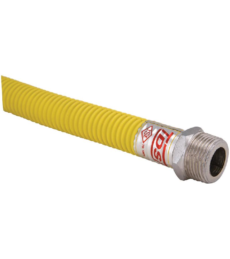 Corrugated natural gas pipe. 1/2''-1/2'' Internal and external screw 50cm yellow # FL-112 TDS