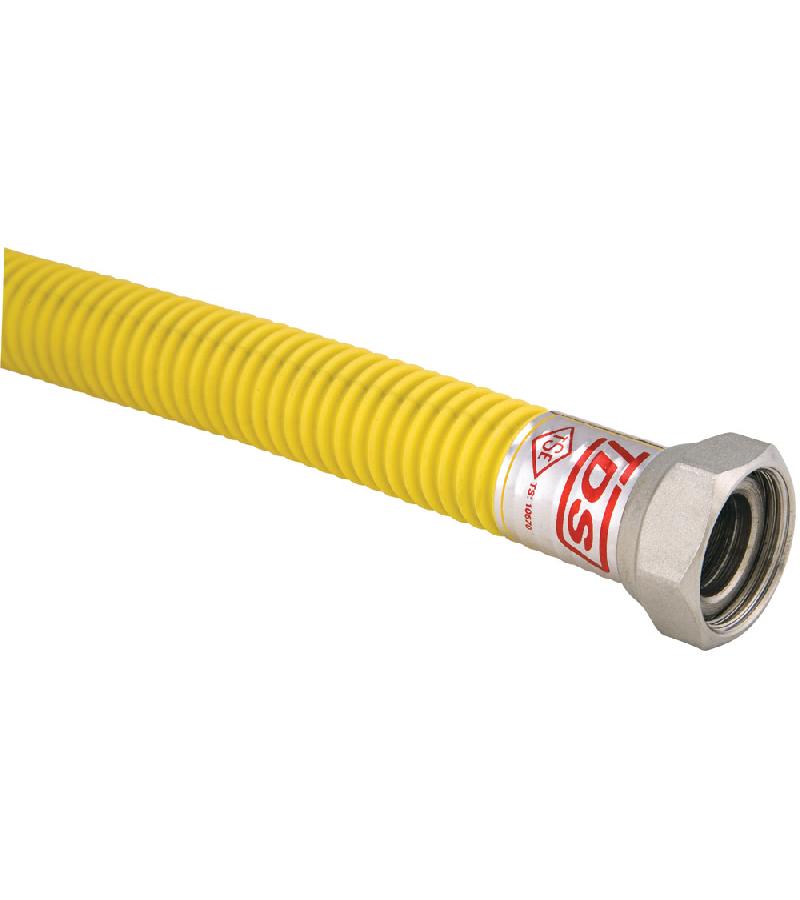 Corrugated natural gas pipe. 3/4''-3/4'' Internal and external screw 70cm yellow # FL-234 TDS