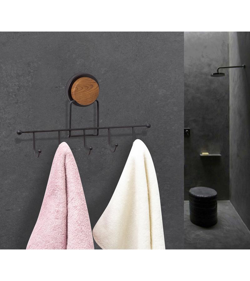 ხელსახოცის საკიდი 5-ნი  MGS-702W  ფერი: Black/wooden ზომა:31,5სმ   OKYANUS