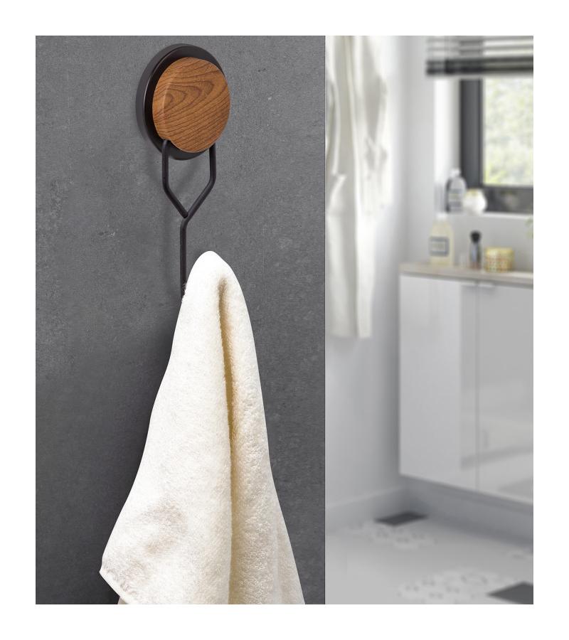 ხელსახოცის საკიდი 1-ნი  MGS-700W ფერი: Black/wooden ზომა: 7,5*9 სმ   OKYANUS