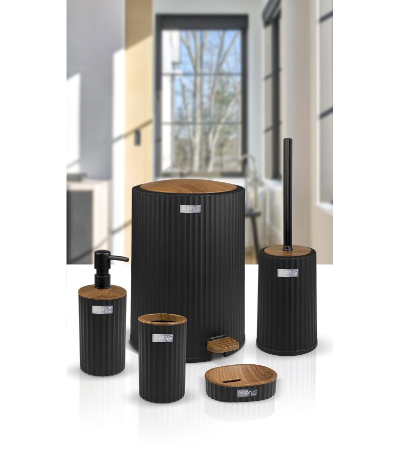 სააბაზ. აქსესუარ. ნაკრები Coliseum  OKY-450-3-S (5ც) ფერი : ხისფერი/შავი   OKYANUS