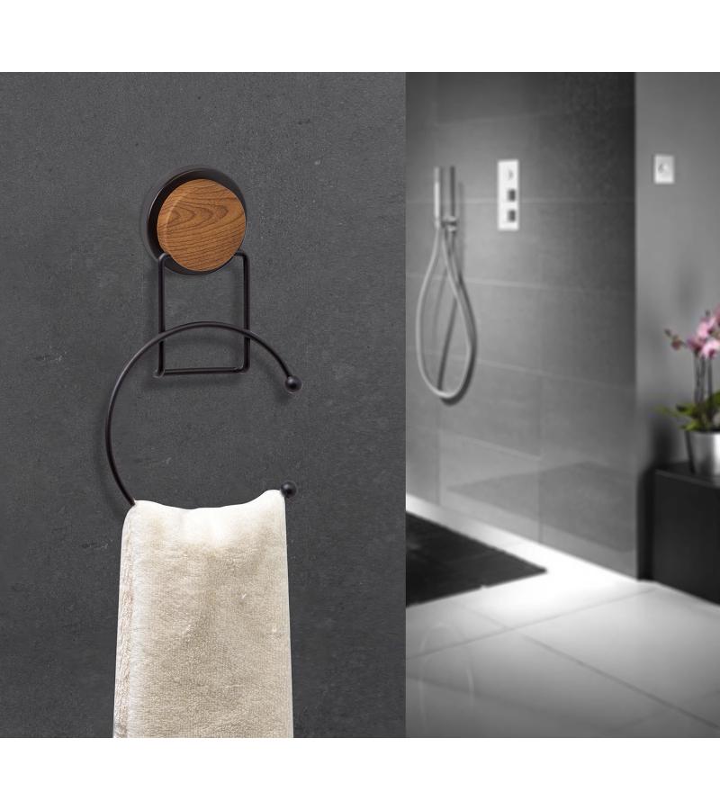 ხელსახოცის საკიდი მრგვალი  MGS-707W ფერი: Black/wooden   ზომა:14,5 სმ OKYANUS