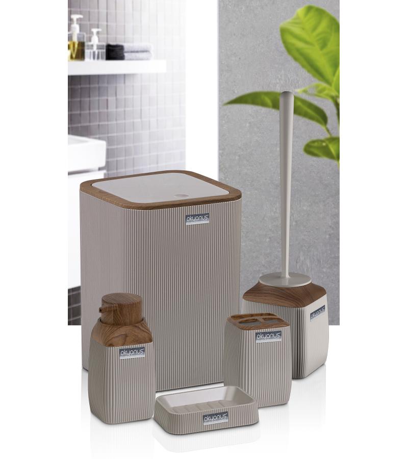 სააბაზ. აქსესუარ. ნაკრები DIVA  OKY-501-3-K  (5ც) ფერი : ნაცრისფერი/ ყავისფერი   OKYANUS