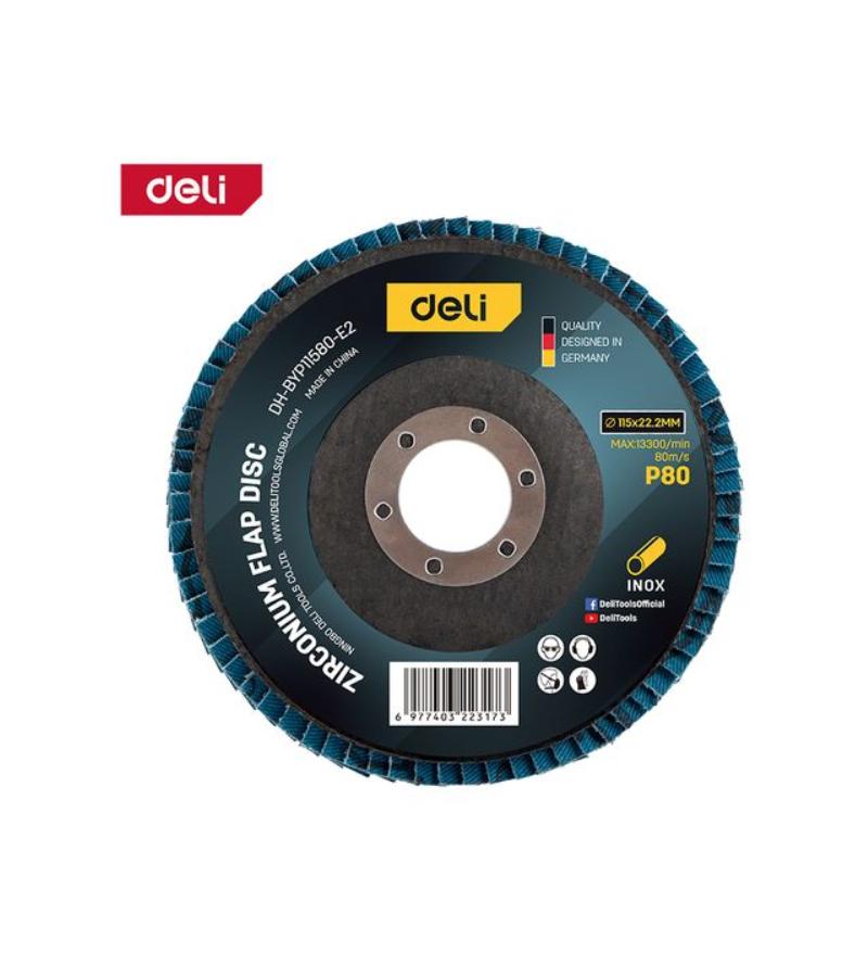 საპრიალებელი დისკი  P80  115*22,2 mm  DH-BYP11580-E2  (Zirconium Oxide)  მწარ.  deli 