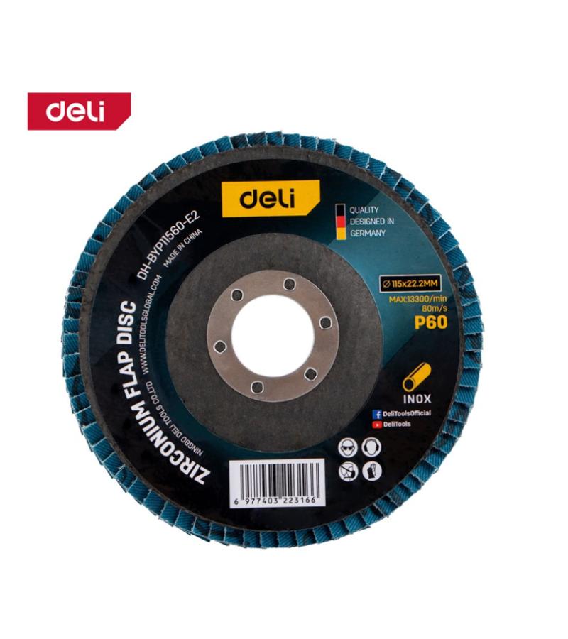 საპრიალებელი დისკი  P60  115*22,2 mm  DH-BYP11560-E2  (Zirconium Oxide)  მწარ.  deli 