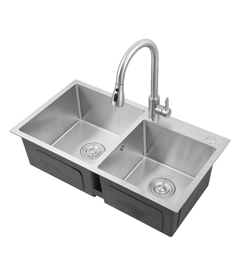 უჟანგავი ლით. ნიჟარა  ზომა: 78*43  2-ნი  ჩასას. სიფონ. საწურით  (CHROME)  NYWY-24-18