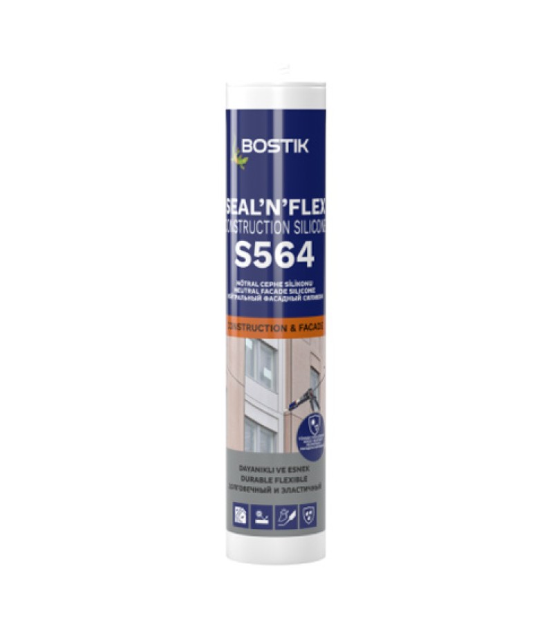 სილიკონი ფასადისთვის S564 Construction RAL9010  600 მლ  BOSTIK