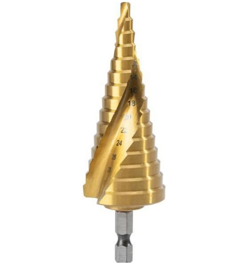 საფეხურიანი საბურღი  4-32მმ  1/4 HEX  HSS M2  DH-JTZ032-E2   მწარ.  deli 