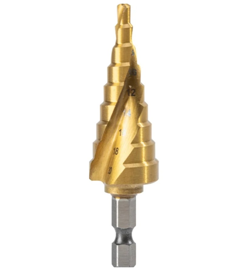 საფეხურიანი საბურღი  4-20მმ  1/4 HEX  HSS  DH-JTZ020-E1   მწარ.  deli 