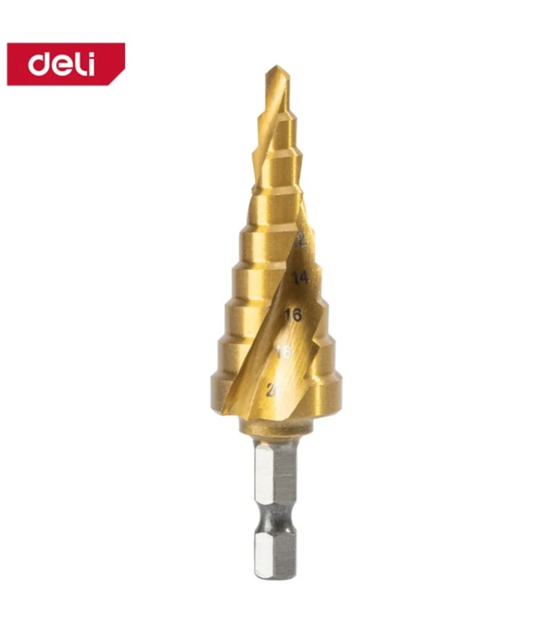 საფეხურიანი საბურღი  4-20მმ  1/4 HEX  HSS M2  DH-JTZ020-E2   მწარ.  deli 