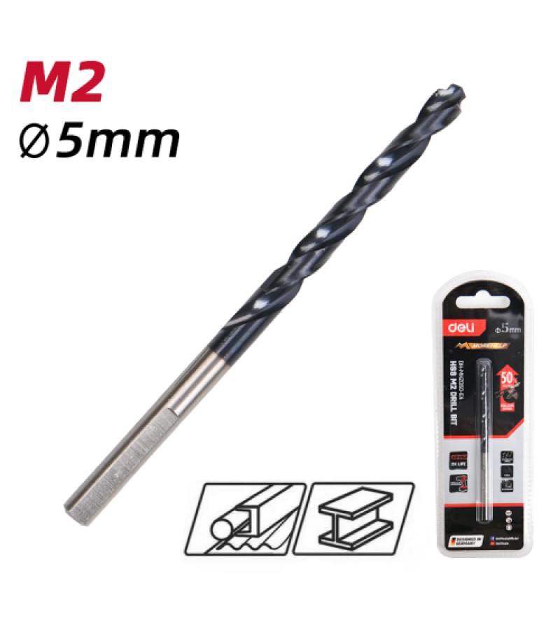 Сверло по металлу HSS M2 5 мм #DH-MHZ050-E4 Black d e l i