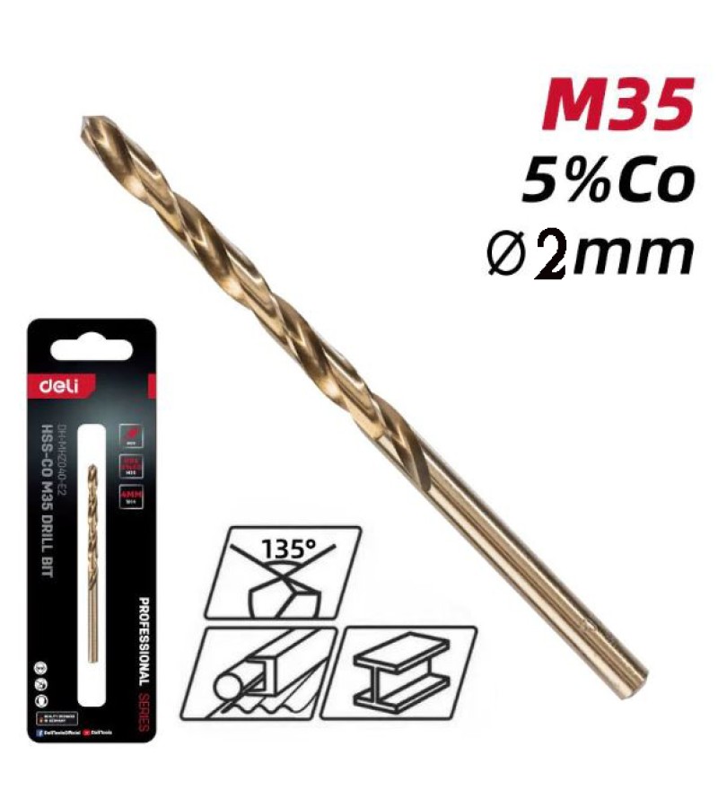 Сверло HSS-Co M35 2 мм #DH-MHZ020-E2 d e l i