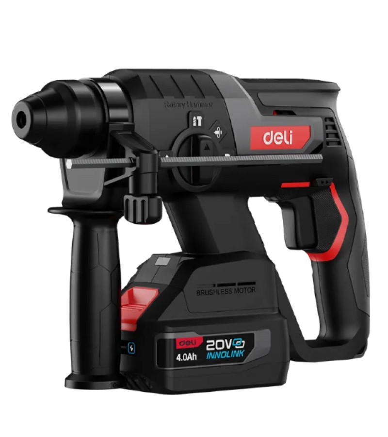 Перфоратор 20В 22мм 2Дж 4Ач*2 DE-DC20-2D4 КРАСНЫЙ горький. д е л и