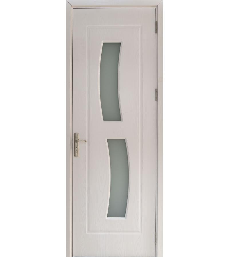 Door with glass KM-133 size 215*80*4 color Pearl White (AKC-021)