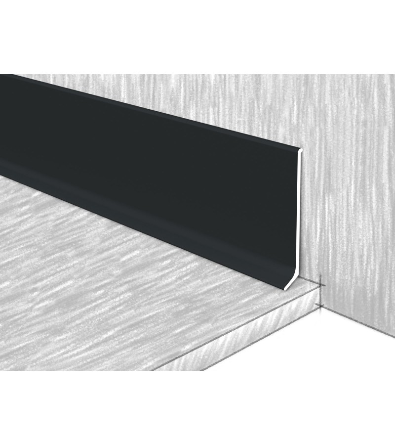 Плинтус алюминиевый 60 мм #ПТ80-311М 2,7 м ЧЕРНЫЙ СОФТ черный.  КТМ