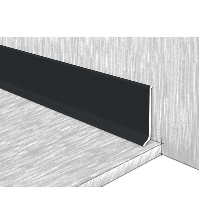 Плинтус алюминиевый 60 мм #ПТ60-311М 2,7 м ЧЕРНЫЙ СОФТ темный.  КТМ