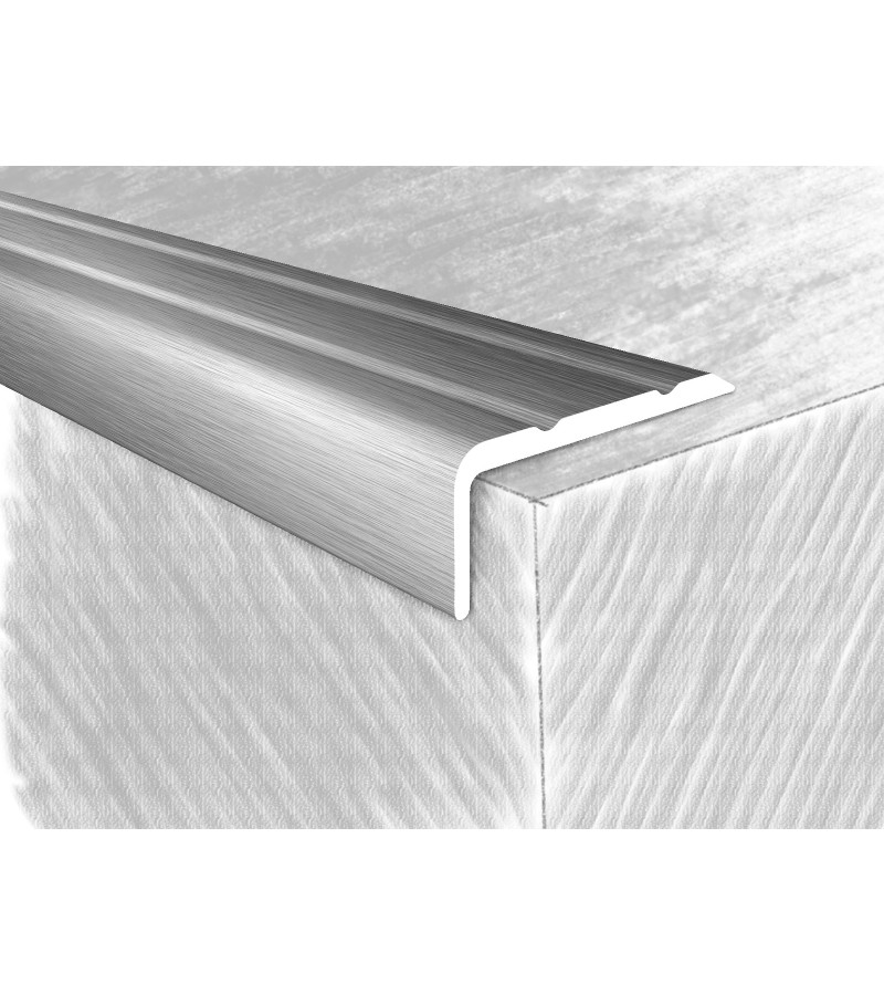 კიბის საფეხურის კანტი ალუმინის თვითწებადი 24*10მმ  #3418-801H 1.35მ Серебро  Глянцево   მწარ.  KTM