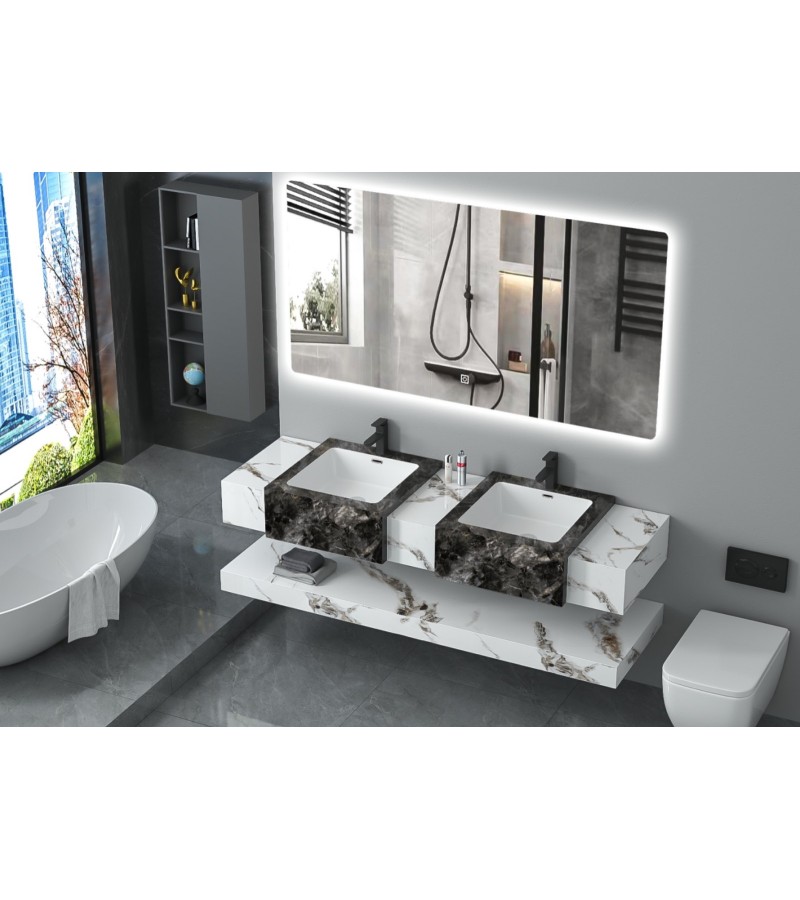 ხელსაბანი მონობლოკი  SP-100  ფერი. white/black  ზომა. 100*50*20 / 100*50*8 სმ