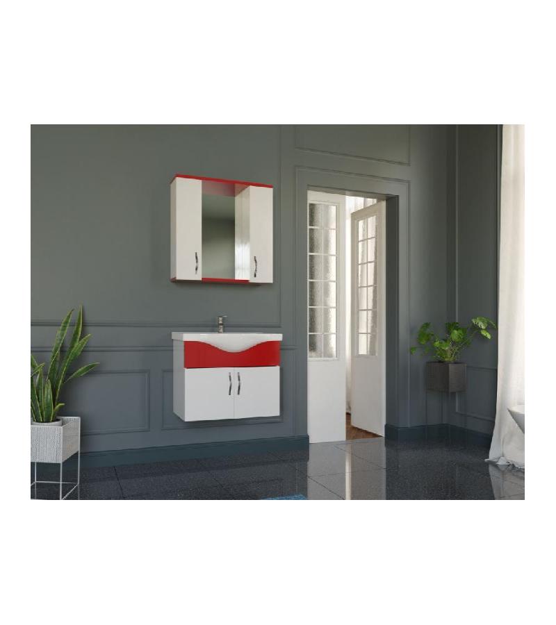 Мебель для ванной комнаты с зеркалом 65 см DENIZ 65 Parlak Kirmizi