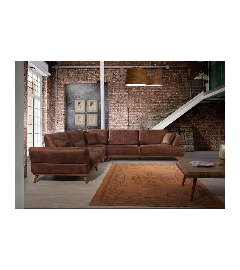 Corner sofa LIFE 4 parts 280*190 cm color. NUBUK 1009 bitter. CURIZON