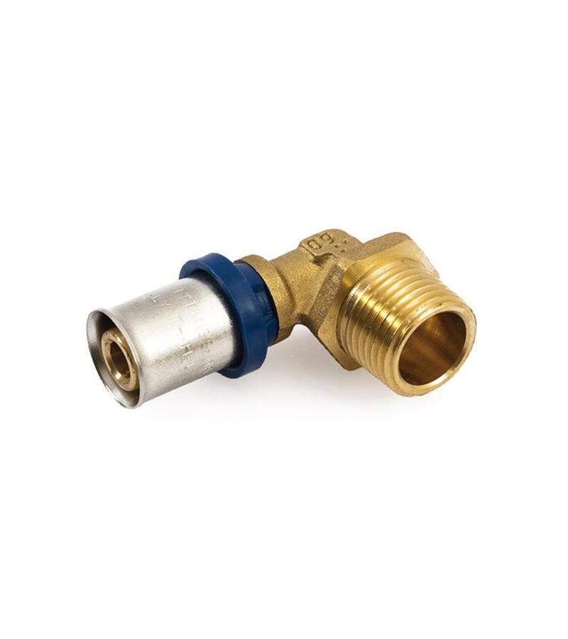 მუხლი თითბერის გარე ხრახ.  20x1/2  სისტ.Pressing  GENERAL FITTINGS  ITALY