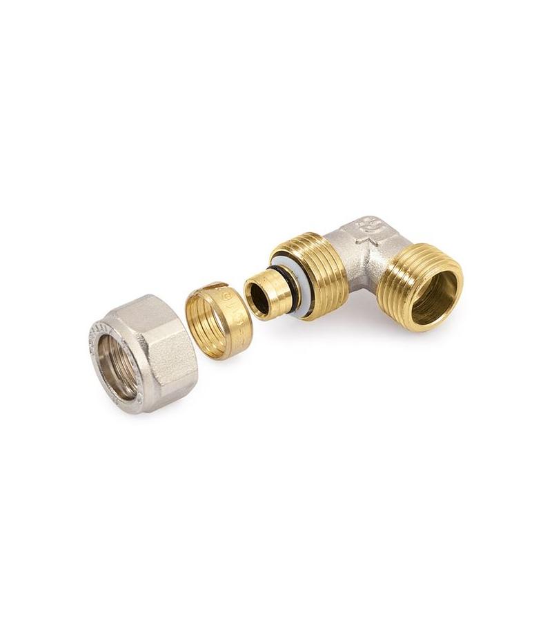 Колено латунный внешний винт. 20x1/2 Система Компр. ОБЩАЯ ФИТИНГА ИТАЛИЯ