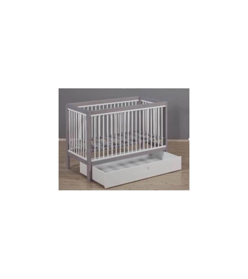 საბავშვო საწოლი თეთრეულით, ლეიბით, მატრასით  LEILA  ზომა. 60*120 სმ  ფერი. GRI   მწარ. OTTO