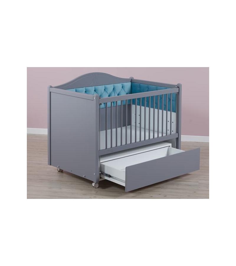 საბავშვო საწოლი თეთრეულით, ლეიბით, მატრასით  PETUNIA  ზომა. 70*110 სმ  ფერი. GRI   მწარ. OTTO