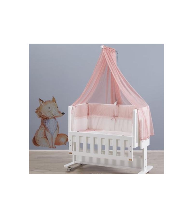 საბავშვო საწოლი თეთრეულით, ლეიბით, მატრასით  POLPO  ზომა. 50*95 სმ  ფერი. KREM   მწარ. OTTO