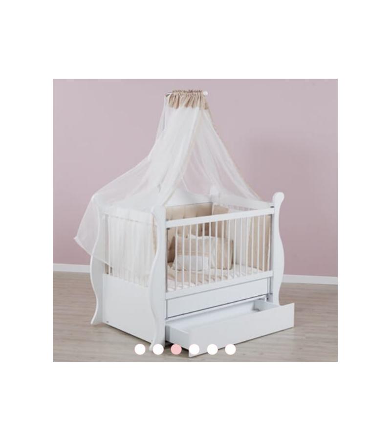 საბავშვო საწოლი თეთრეულით, ლეიბით, მატრასით  VIOLA  ზომა. 70*110 სმ  ფერი. BEYAZ   მწარ. OTTO