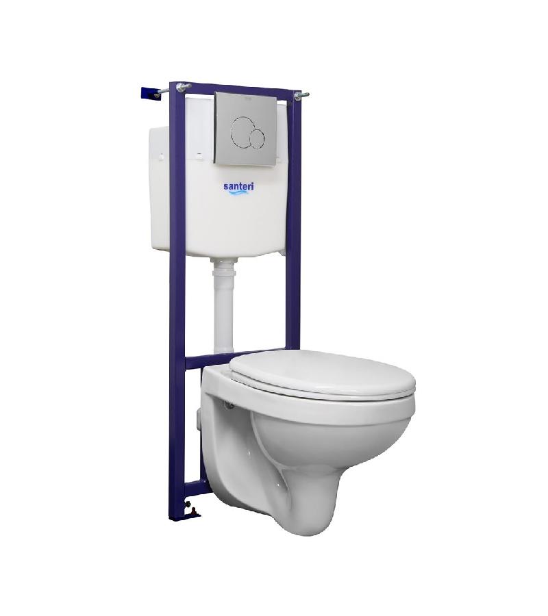 დასაკიდი უნიტაზი ინსტალაცია, ავზით, თავსახურით, ღილაკით   Альфа Комф       მწარ.  Santeri 