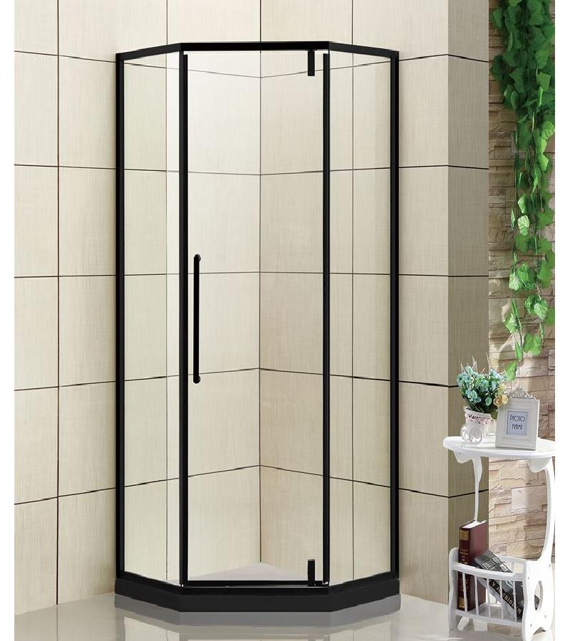 საშხაპე კაბინის მინის კომპლ.  JL-166-9-HS  ზომა. 90*90*195 სმ   შავი კანტით 5*6 სმ Aokelya