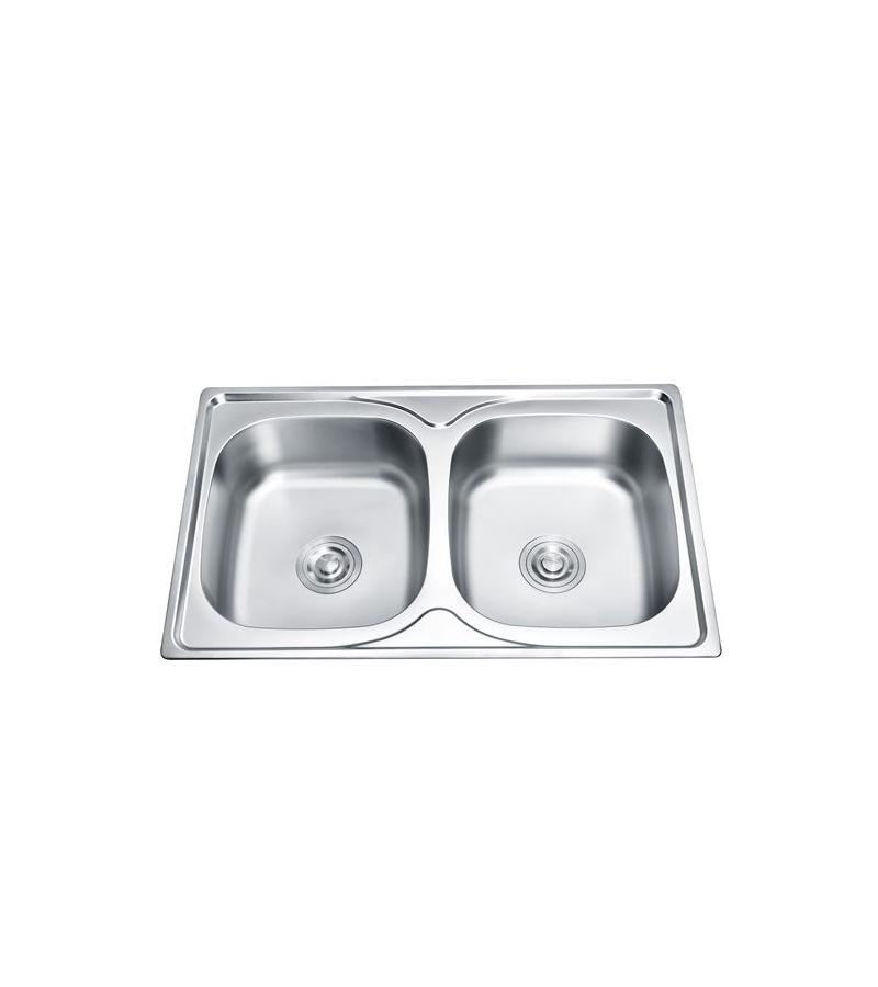 stainless steel Sink 800*500*180mm *0.6mm 2 pcs. with siphon LS-8050F
